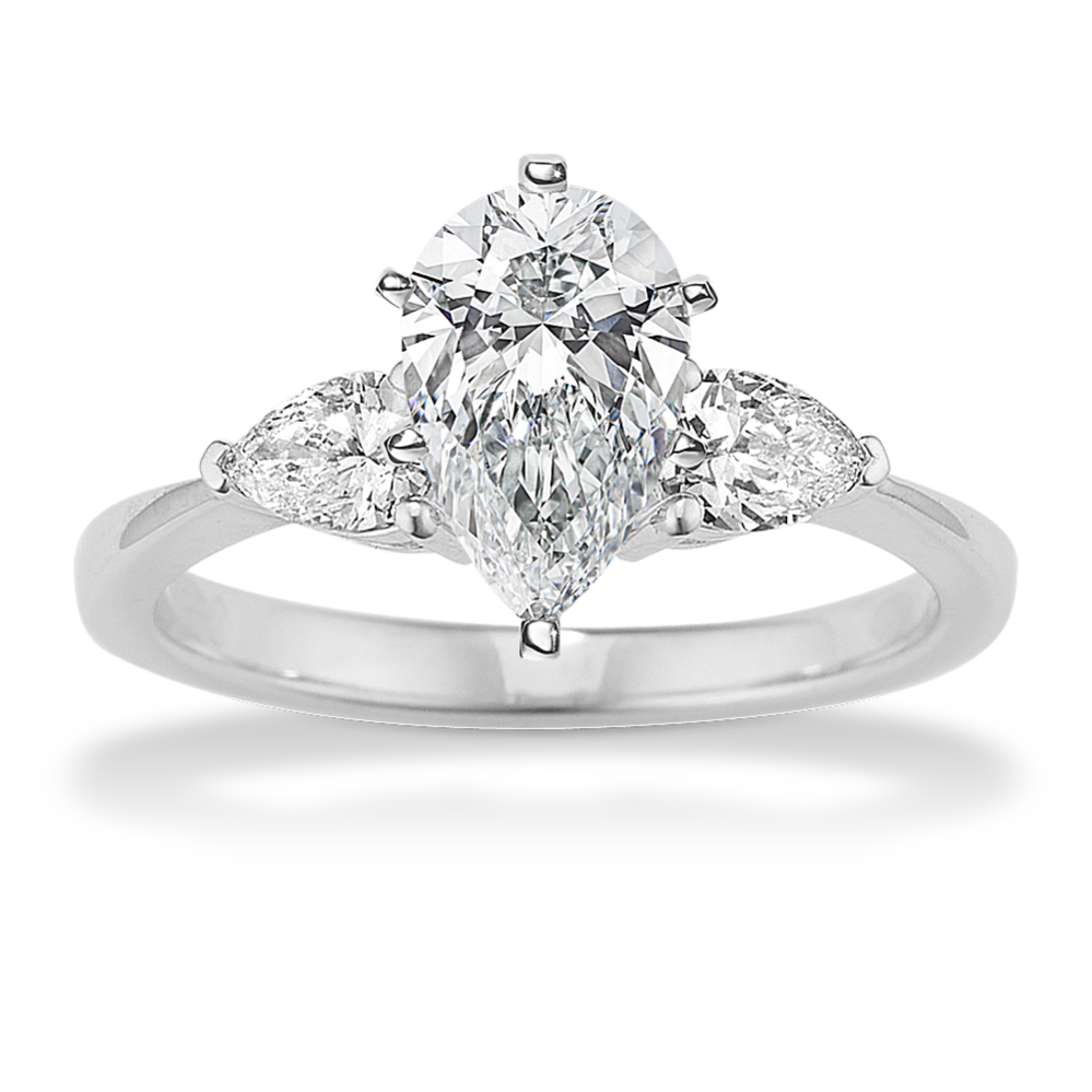 Diamond Leaf Engagement Ring (1/2 tcw Accents)