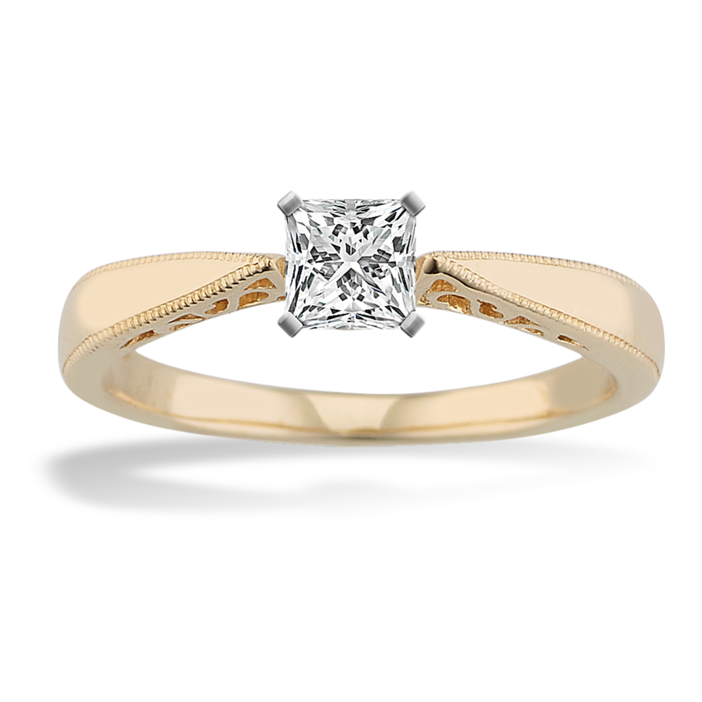 0.41 ct. Natural Diamond Engagement Ring in Yellow Gold