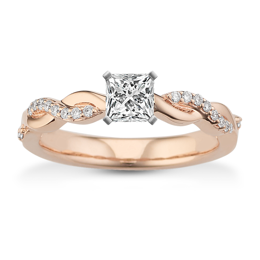 0.41 ct. Natural Diamond Engagement Ring in Rose Gold