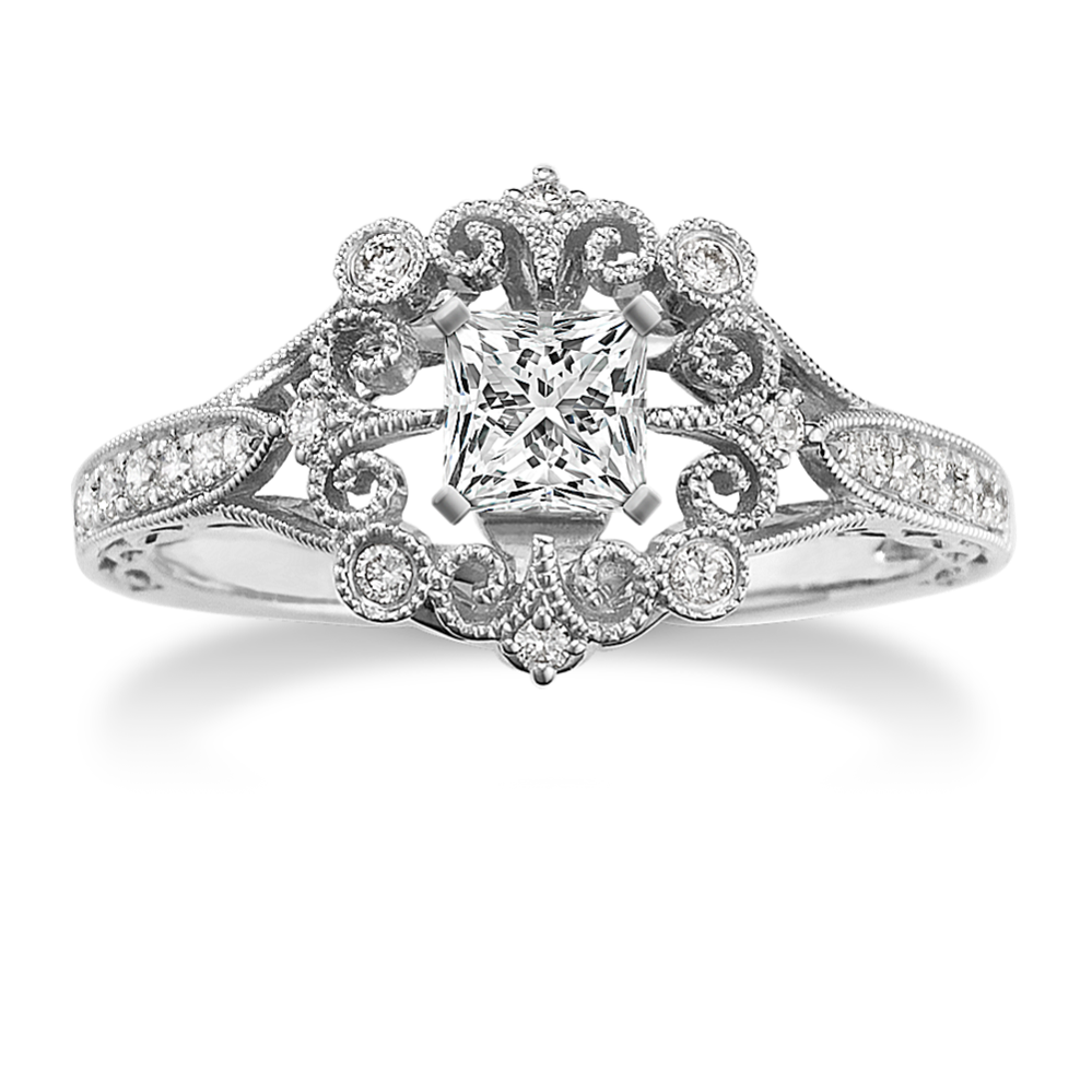 0.4 ct. Natural Diamond Engagement Ring in White Gold