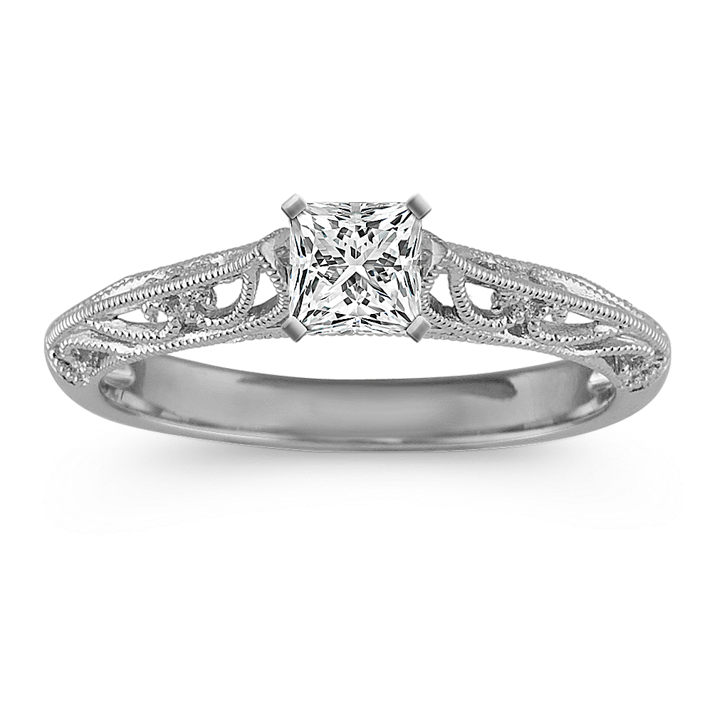 0.49 ct. Natural Diamond Engagement Ring in White Gold