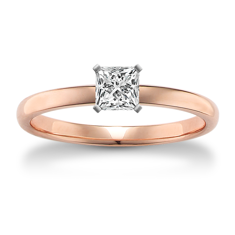 0.39 ct. Natural Diamond Engagement Ring in Rose Gold