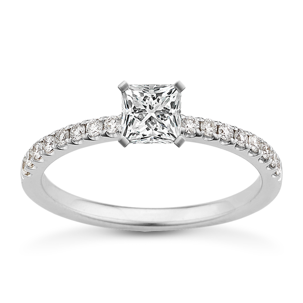 0.59 ct. Natural Diamond Engagement Ring in White Gold