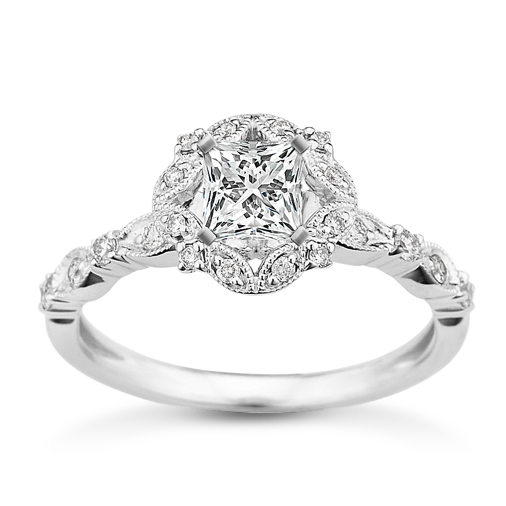 0.6 ct. Natural Diamond Engagement Ring in White Gold