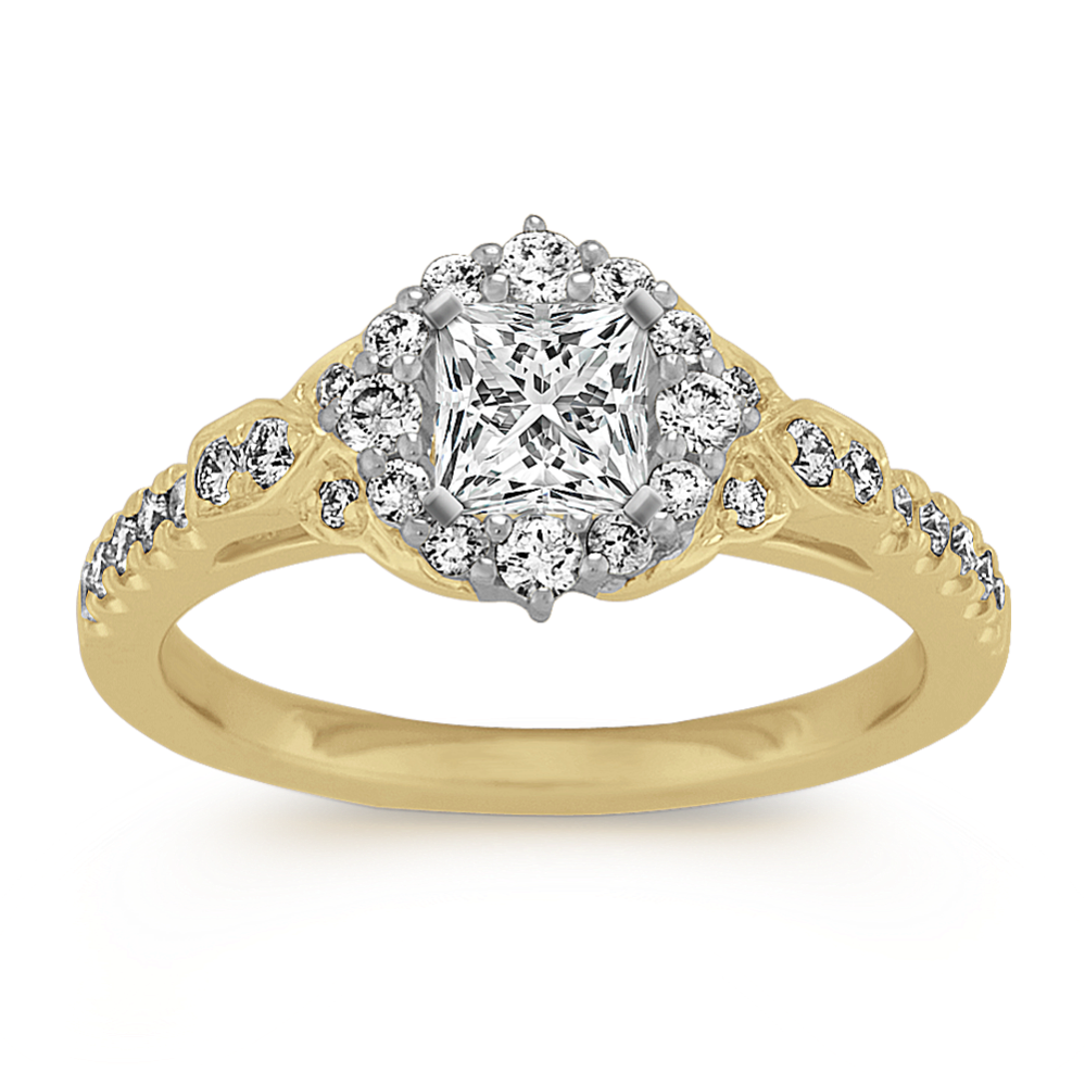 0.62 ct. Natural Diamond Engagement Ring in Yellow and White Gold