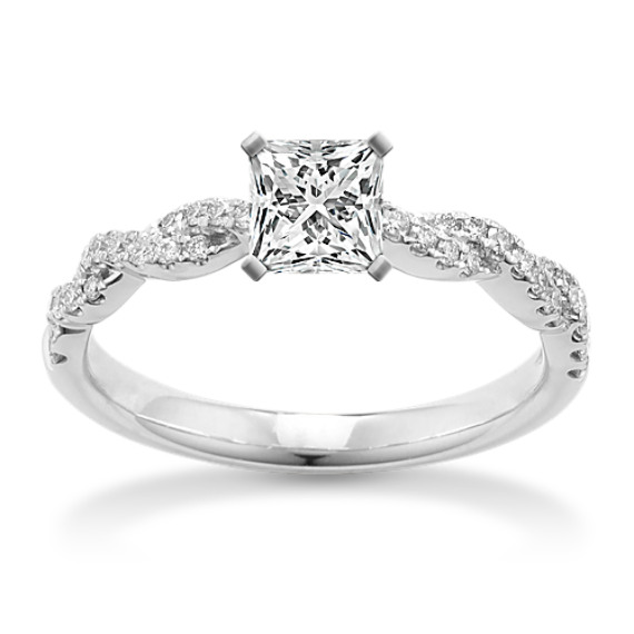 Diamond Infinity Engagement Ring with Pave-Setting with Princess Cut Diamond