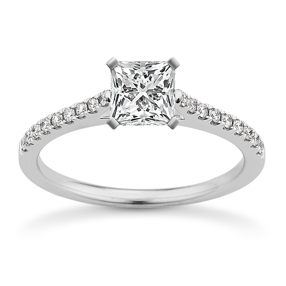 Princess Lab Grown Mens Solitaire Lab Diamond Engagement Ring In 14K White  Gold