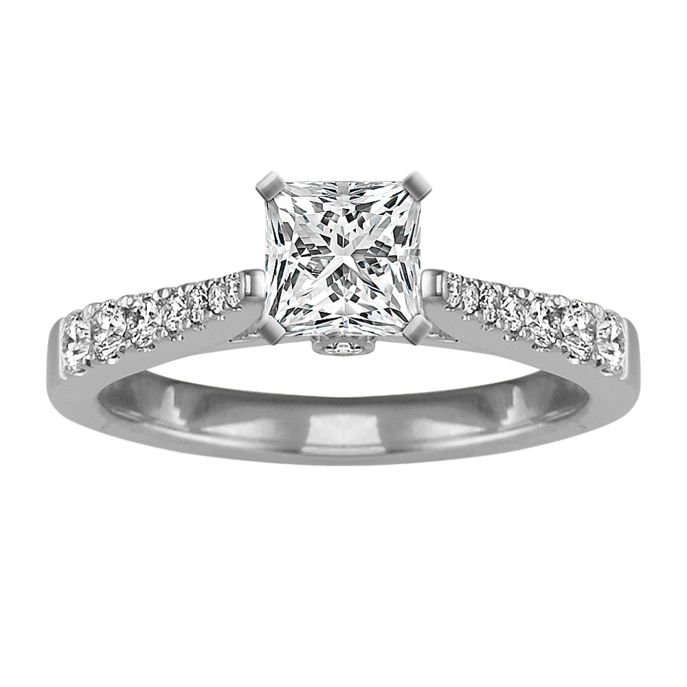 Tapered Pave Cathedral Engagement Ring