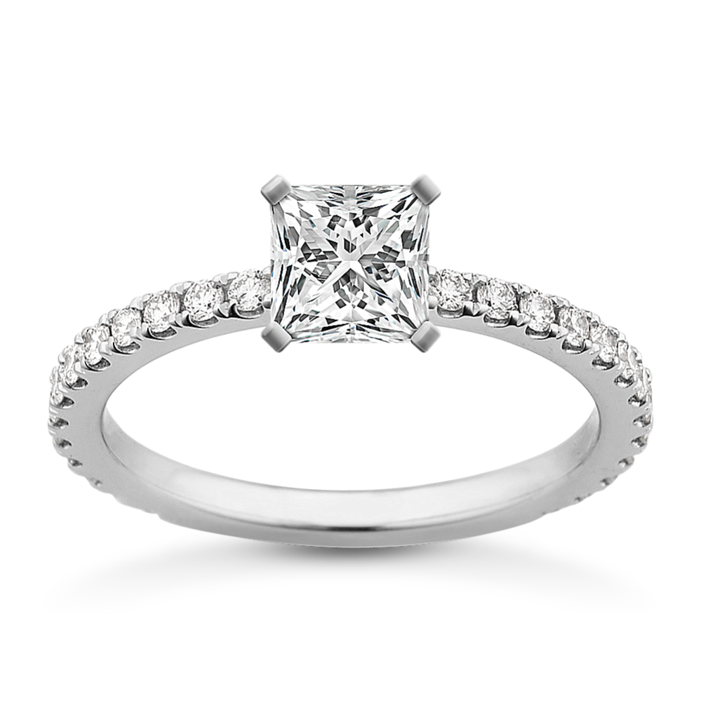 0.85 ct. Natural Diamond Engagement Ring in White Gold