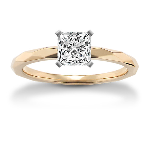 Modern Geometric Engagement Ring in 14k Yellow Gold with Princess Cut Diamond