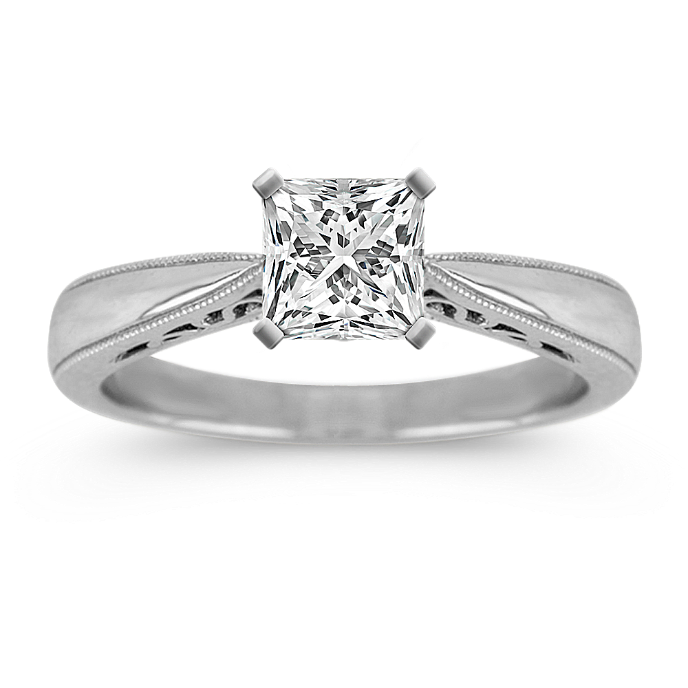 Cathedral Solitaire 14k White Gold Engagement Ring