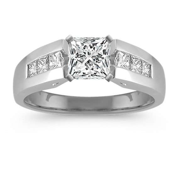 Cathedral Princess Cut Diamond Engagement Ring with Channel-Setting