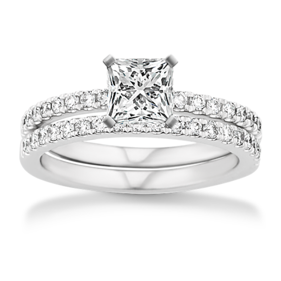 Novella Natural Diamond Wedding Set with Pave-Setting