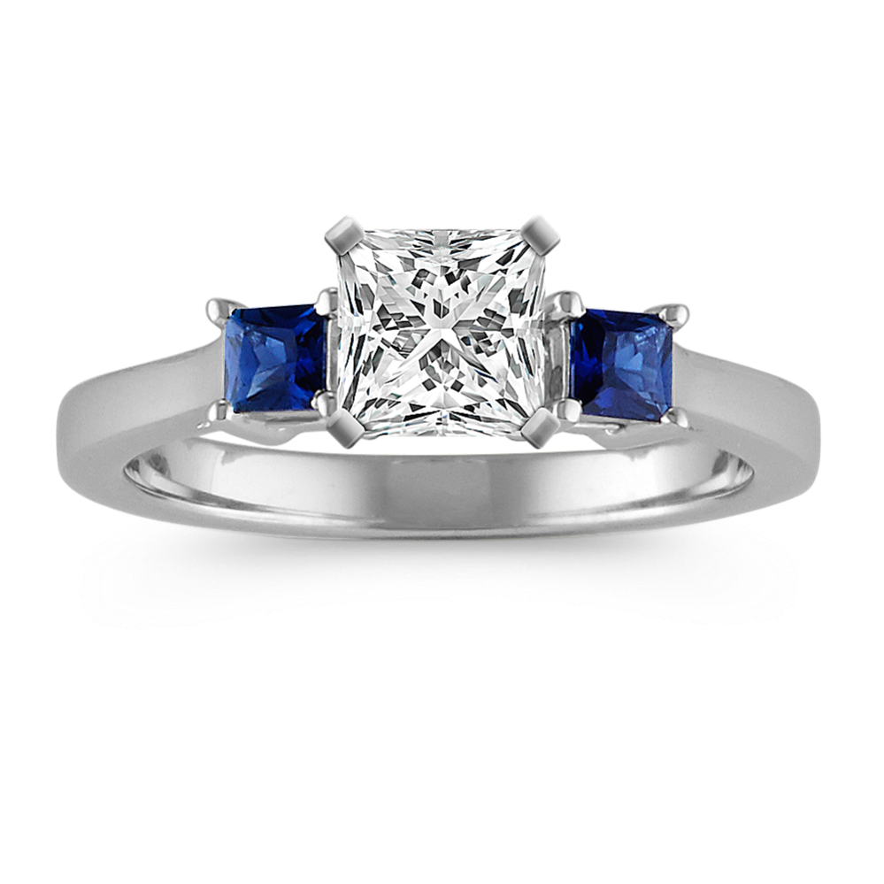 Princess cut sapphire sale and diamond ring