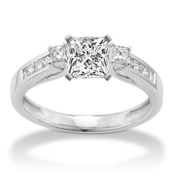 Cathedral Princess Cut Diamond Engagement Ring