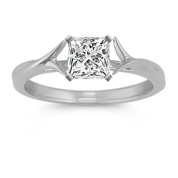 14k White Gold Cathedral Solitaire Ring