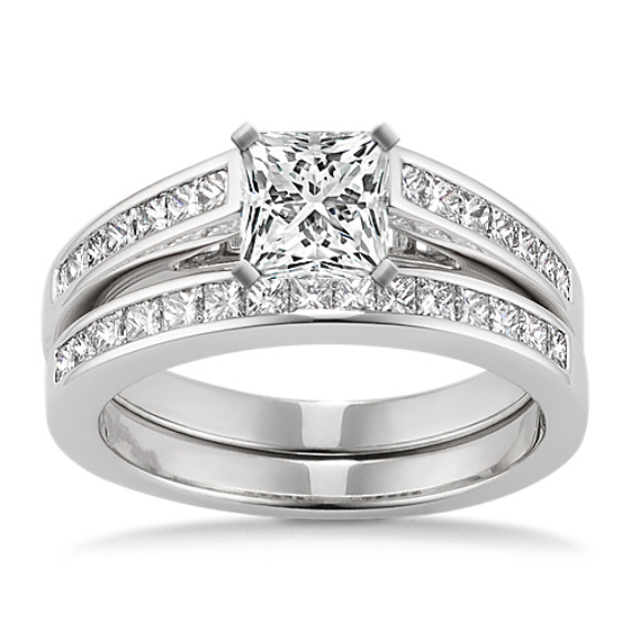Amelia Cathedral Princess Cut Diamond Wedding Set with Channel-Setting
