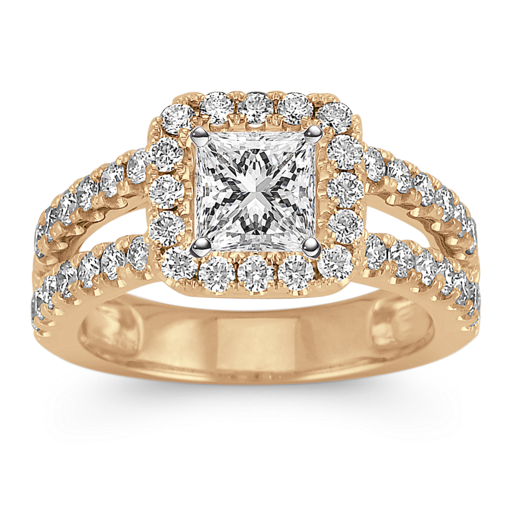 Halo Diamond Engagement Ring with Pave Setting