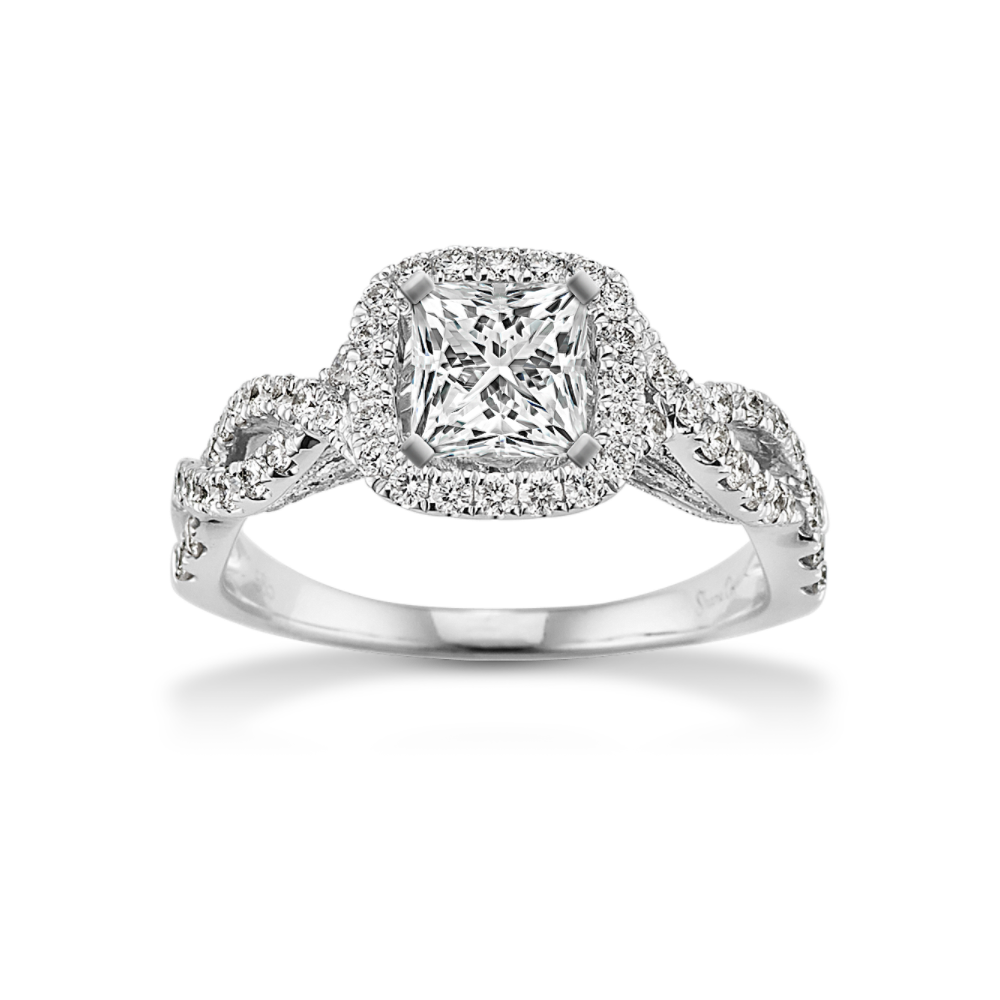 0.9 ct. Natural Diamond Engagement Ring in White Gold