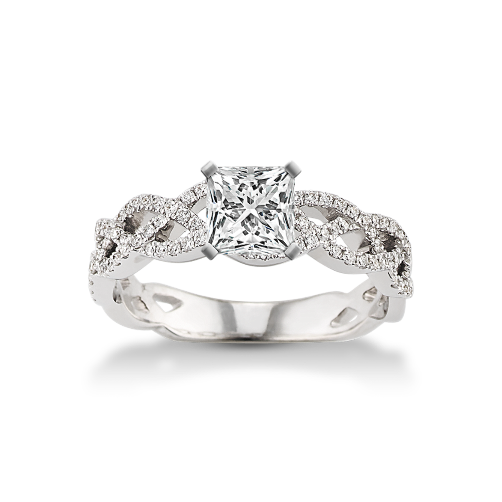 Lyon Infinity Twist Natural Diamond Engagement Ring with Pave Setting