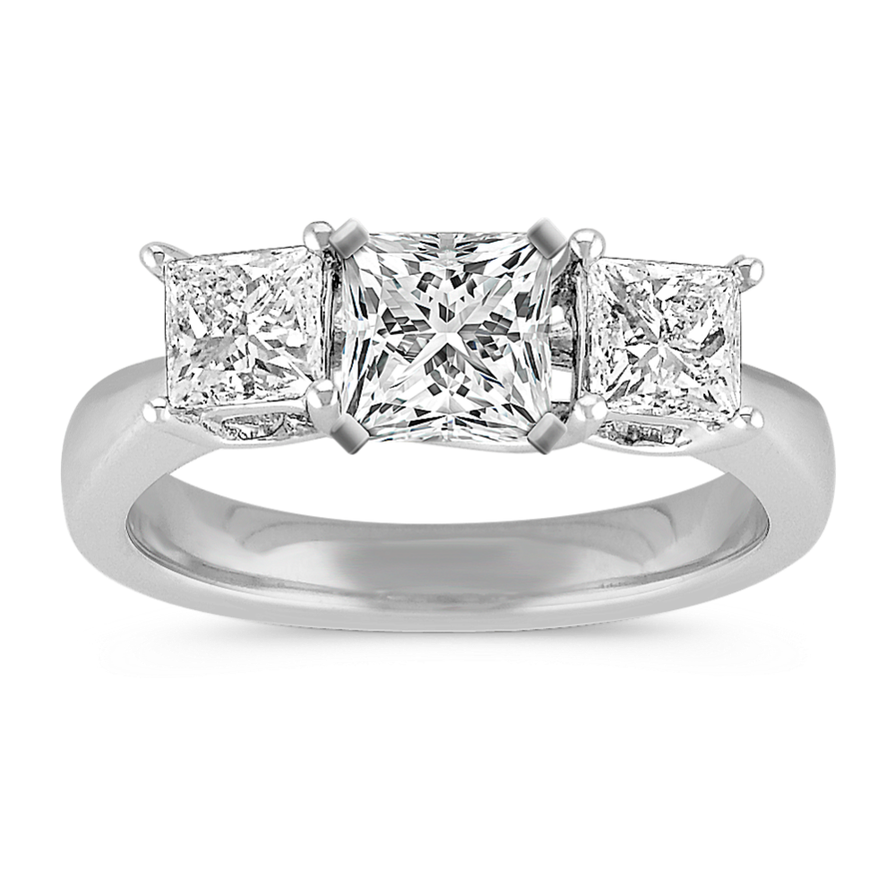 Princess Cut Diamond Three-Stone Engagement Ring