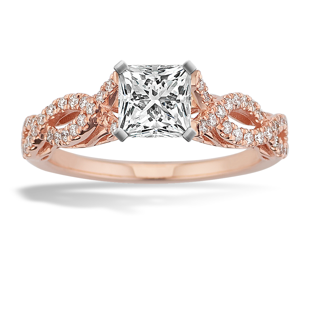Savannah Diamond Infinity Engagement Ring in 14K Rose Gold