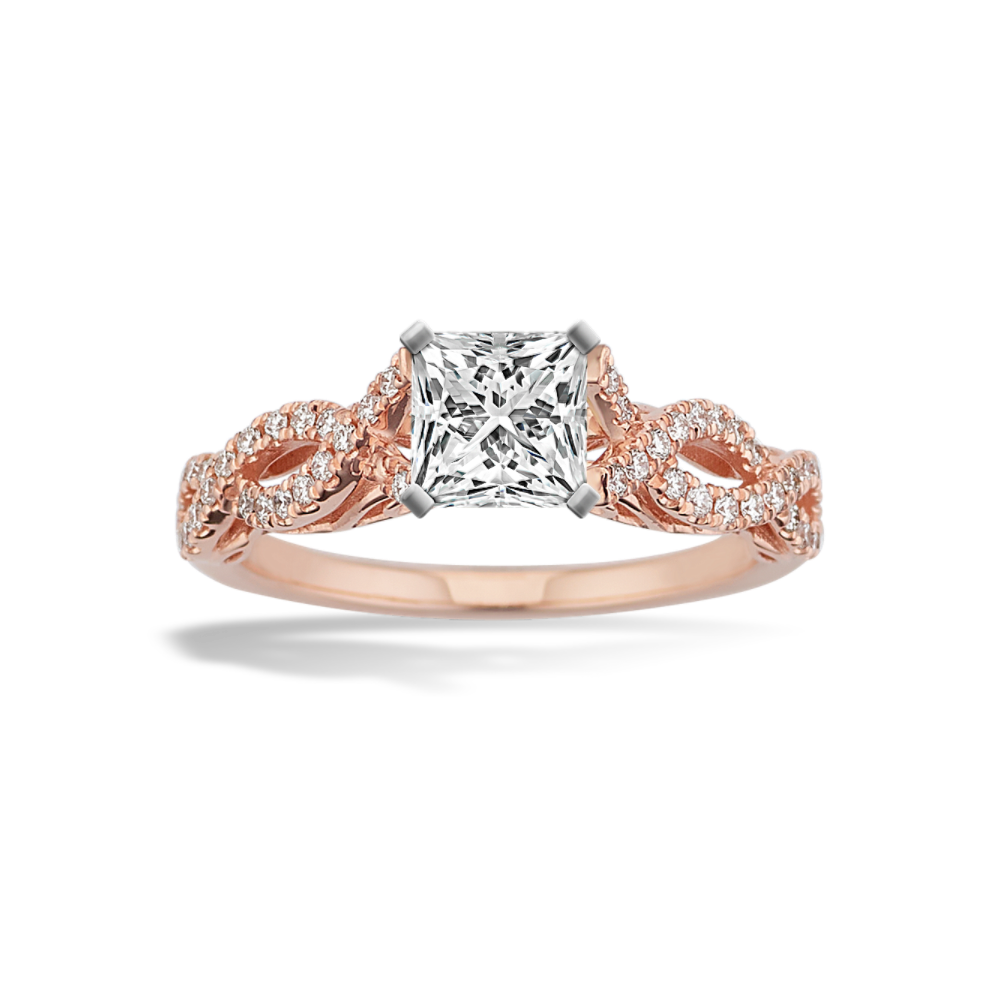 Savannah Natural Diamond Infinity Engagement Ring in 14K Rose Gold