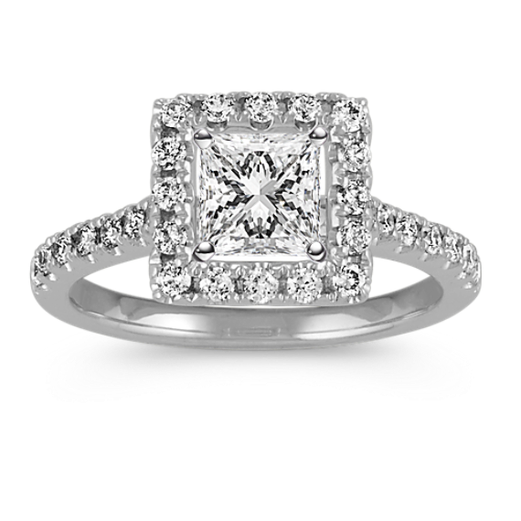 Delia Halo Engagement Ring (Princess Cut)