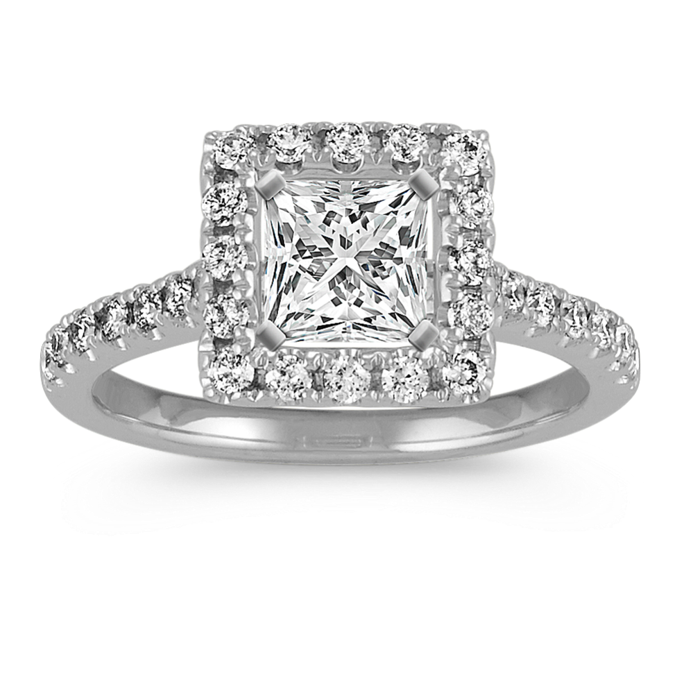 Delia Halo Engagement Ring (Princess Cut)