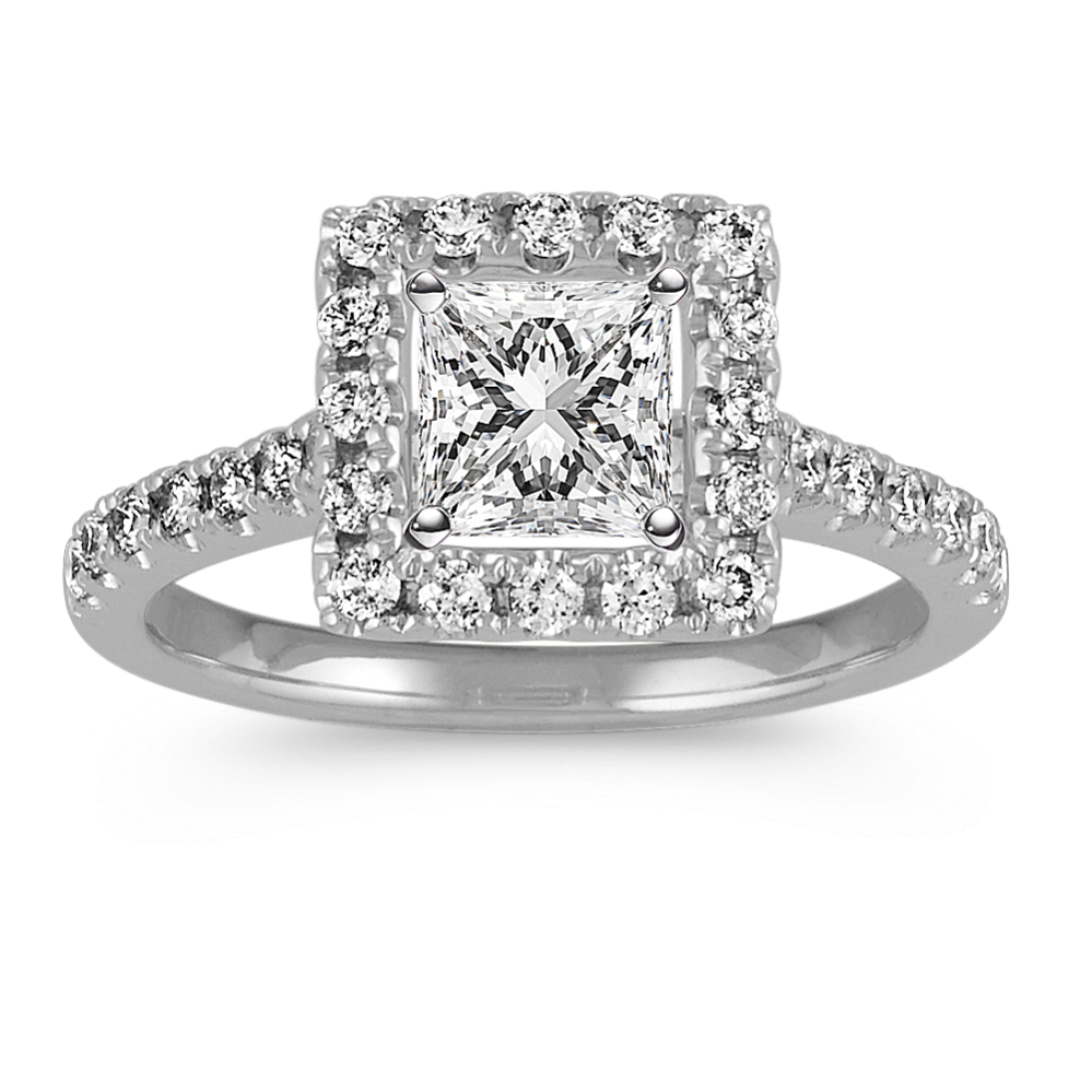 Delia Halo Engagement Ring (Princess Cut)