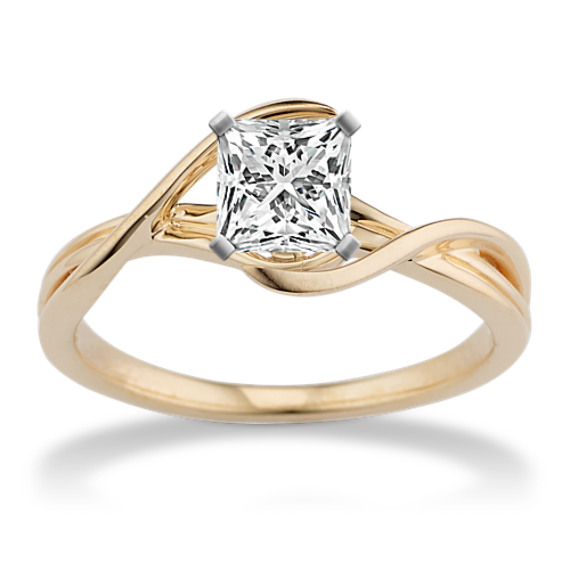 Athena Swirl Engagement Ring in 14K Yellow Gold