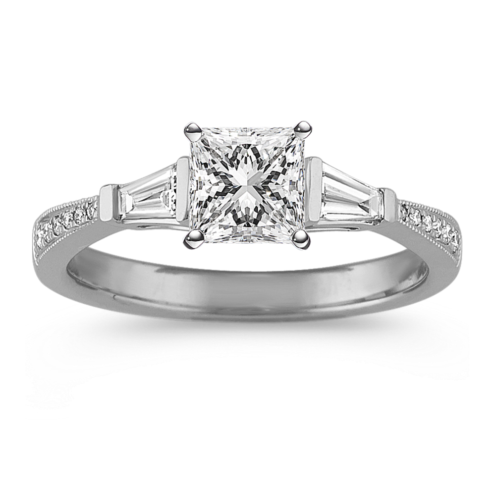 Piazza 14k White Gold Cathedral Diamond Engagement Ring
