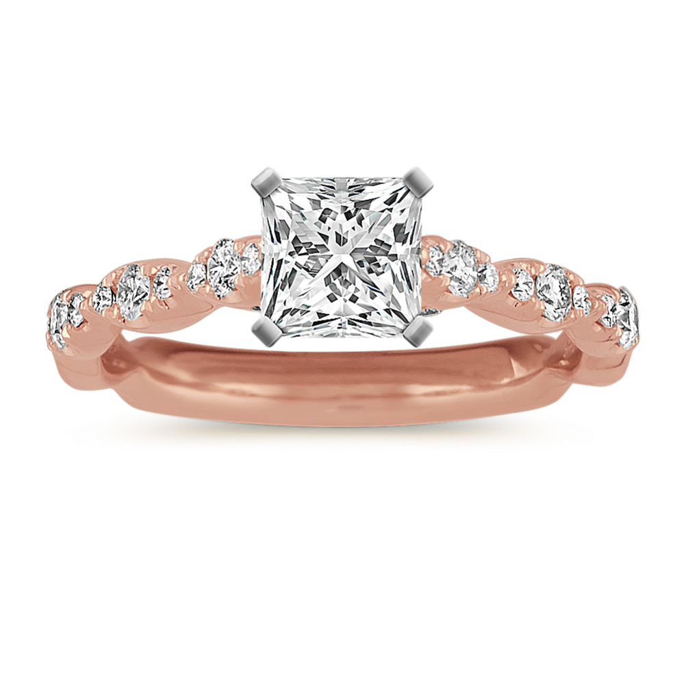 Melrose Cathedral Diamond Engagement Ring in 14k Rose Gold