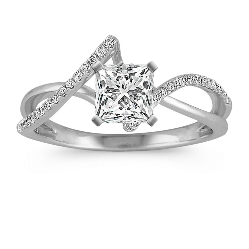 Swirl Diamond Engagement Ring in Platinum