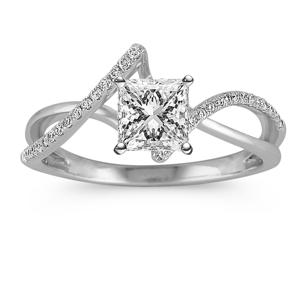Swirl Diamond Engagement Ring in Platinum