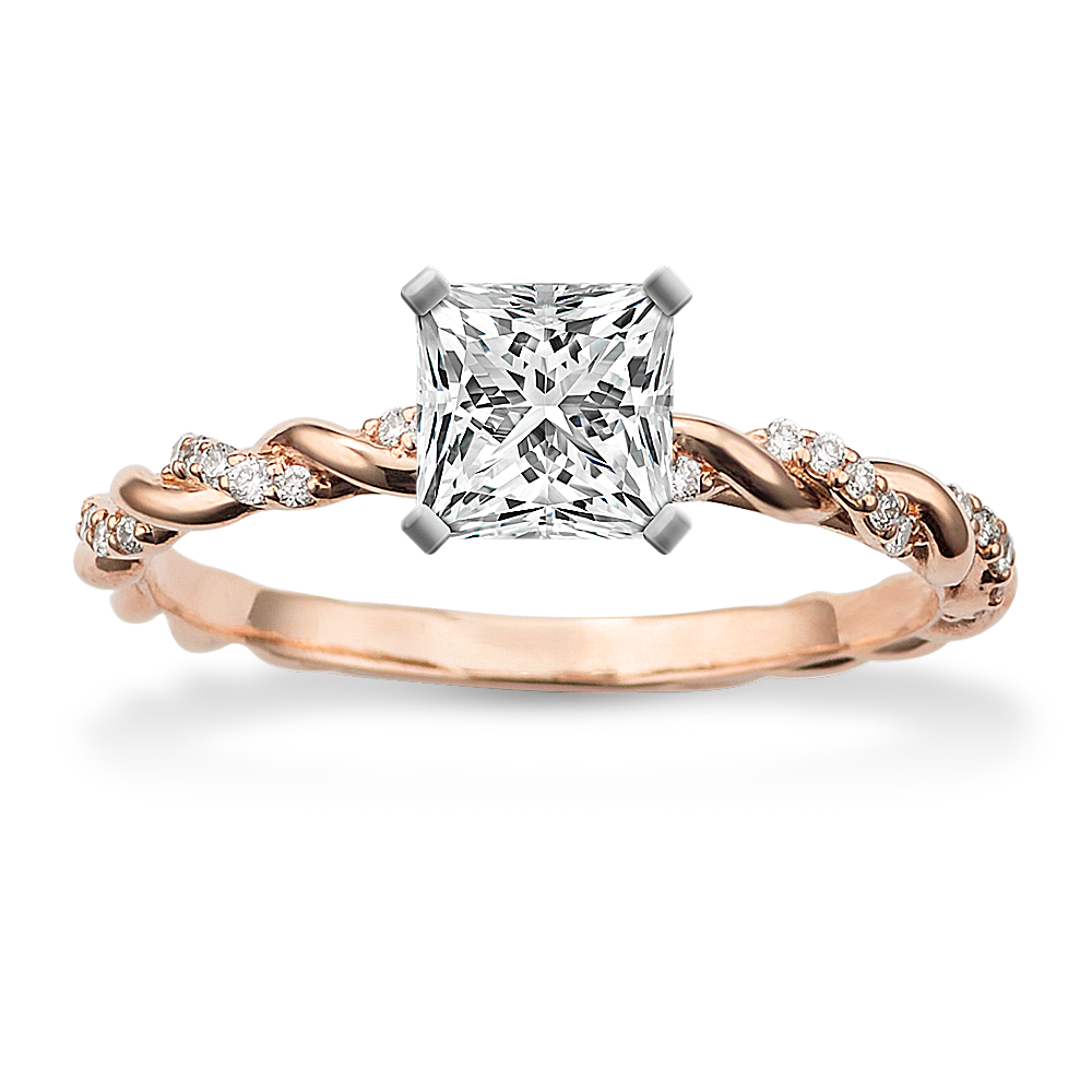 Diamond Twist Engagement Ring in 14k Rose Gold
