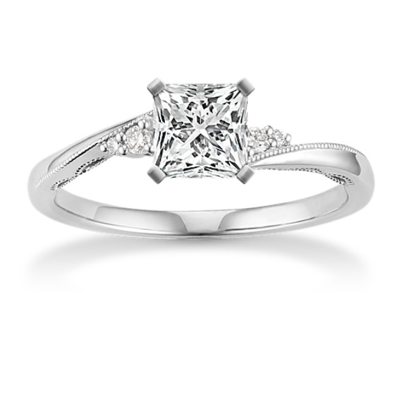 Classic Diamond Engagement Ring in Platinum with Princess Cut Diamond