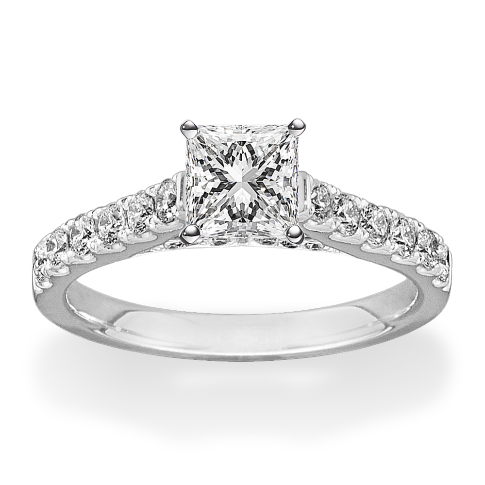Scarlett Cathedral Engagement Ring in 14K White Gold