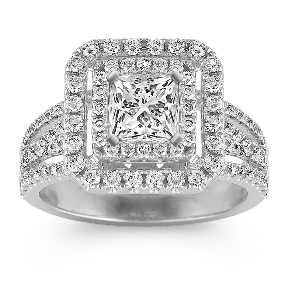 Princess Double Halo Diamond Engagement Ring