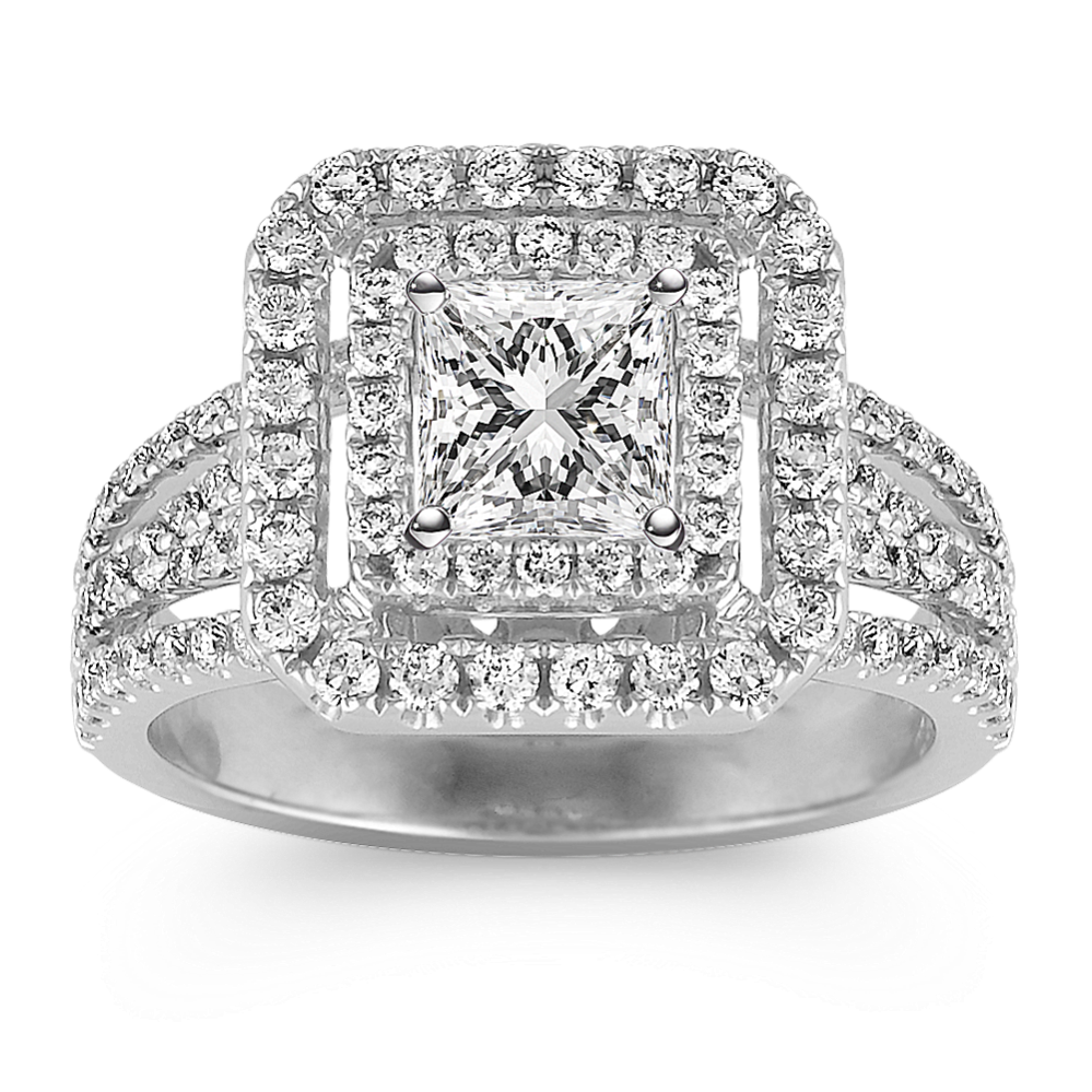 Princess Double Halo Diamond Engagement Ring