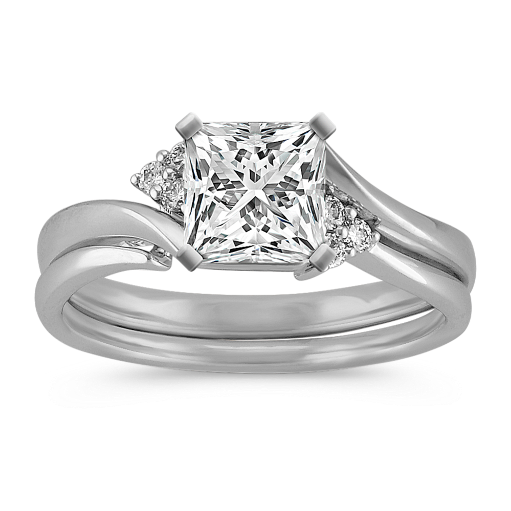 Round Diamond Swirl Wedding Set