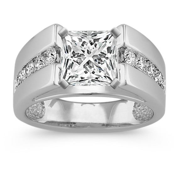 Channel-Set Round Diamond Cathedral Engagement Ring