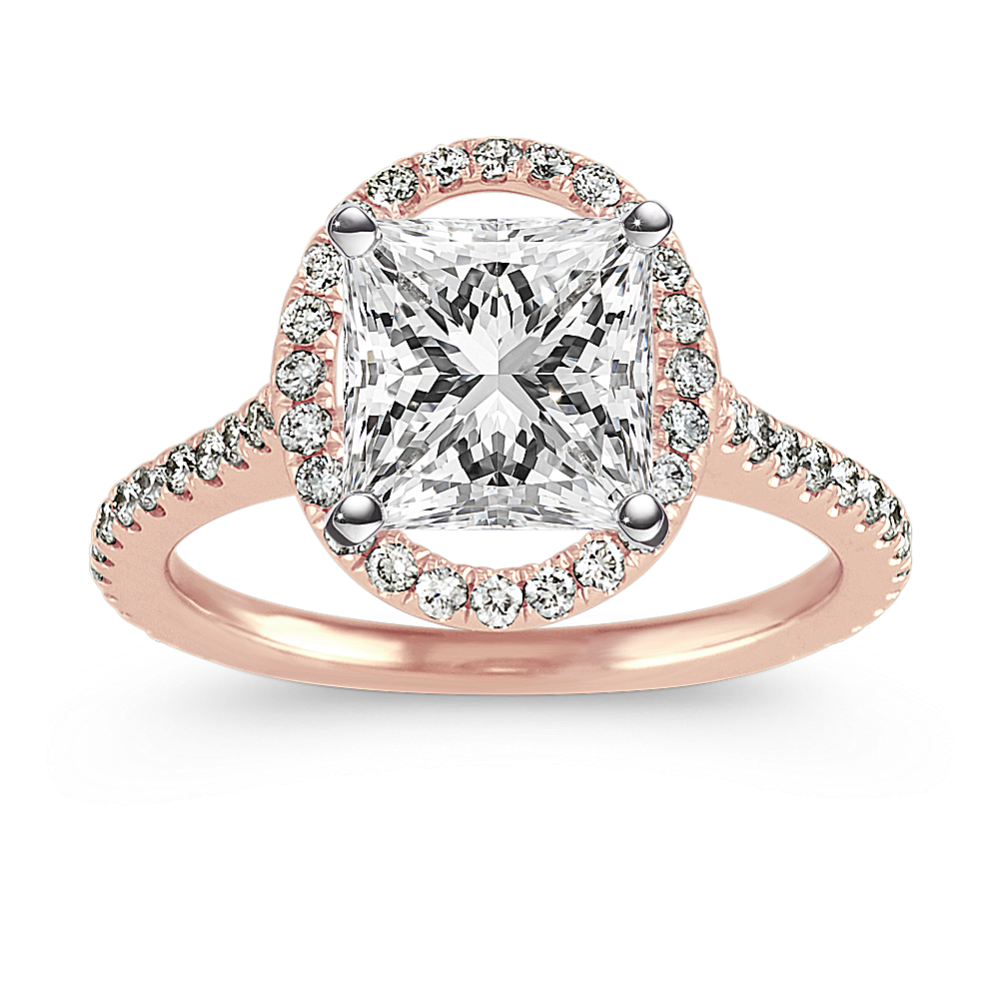 Slim Halo Engagement Ring for 2.50 ct Oval