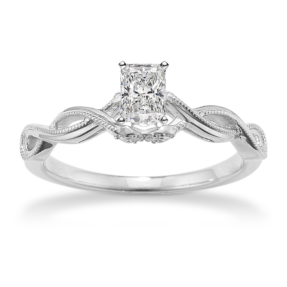 0.5 ct. Natural Diamond Engagement Ring in White Gold