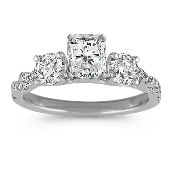 Geneva Three-Stone Swirl Diamond Engagement Ring