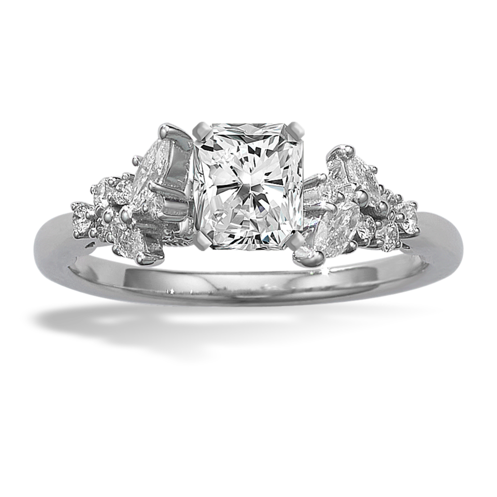 0.72 ct. Natural Diamond Engagement Ring in White Gold