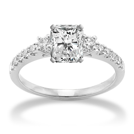 Cathedral Three-Stone Round Diamond Engagement Ring
