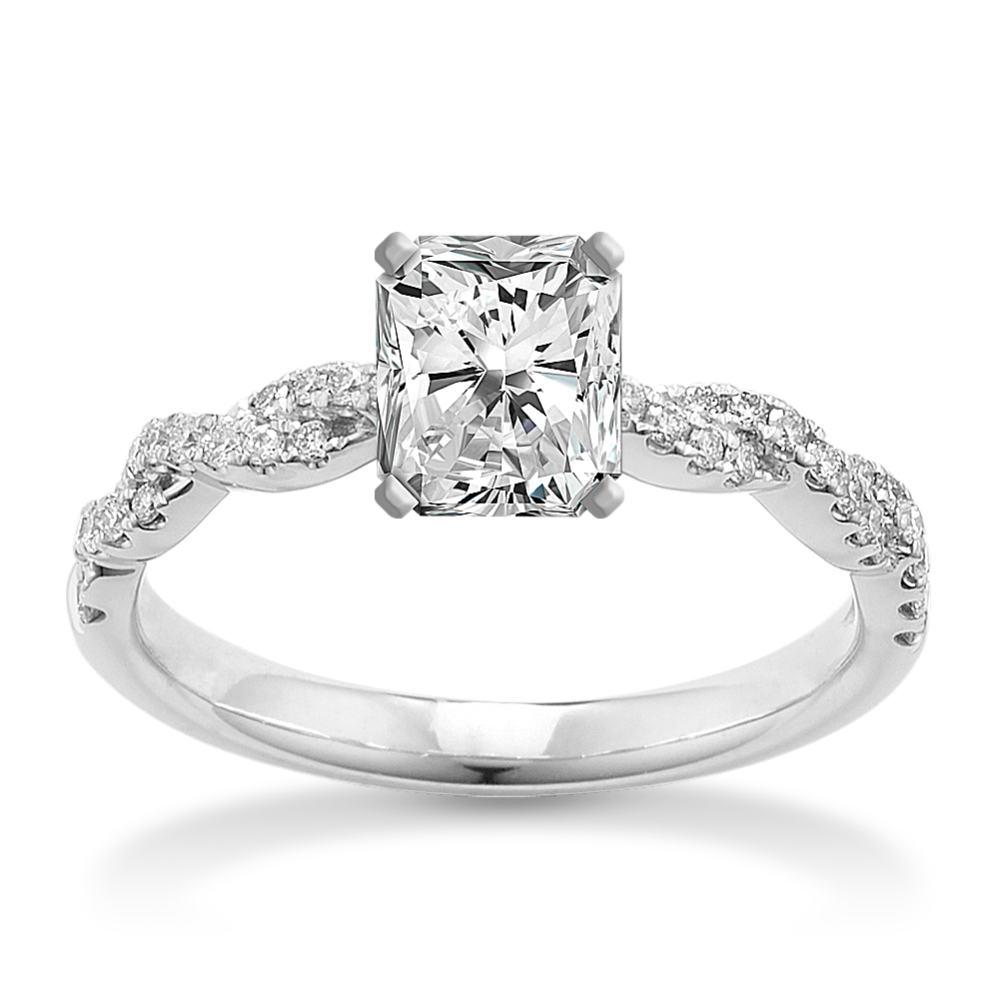 Elegant 1 Carat - Square Cut Diamond - Twisted Band - Pave