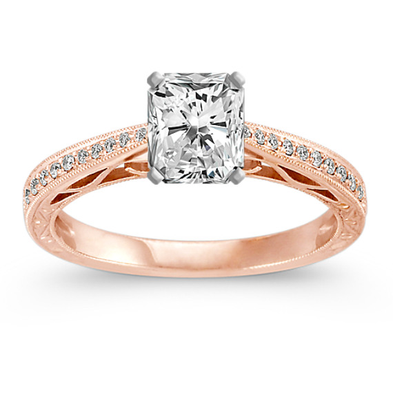 Agatha Vintage Diamond Engagement Ring in 14k Rose Gold