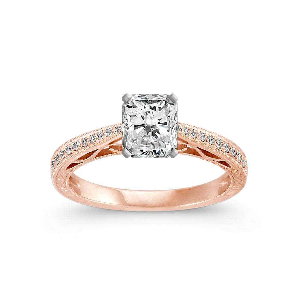 Agatha Vintage Natural Diamond Engagement Ring in 14k Rose Gold